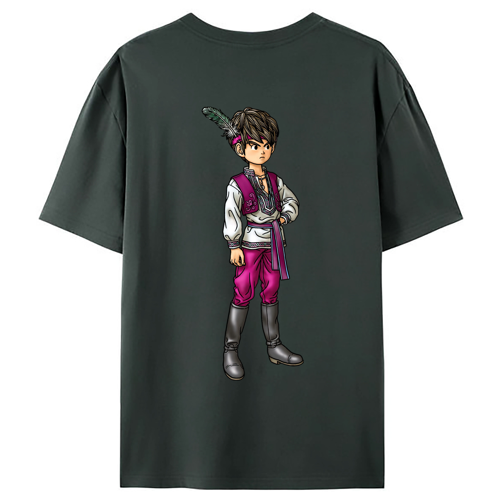 （画像用） ドラゴンクエスト Doragon Kuesuto Dragon Quest 綿100％ メンズ半袖Tシャツ（バックプリント） 通気性